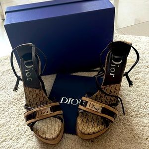 Dior Wedge size 7.5 color Nude and Brown